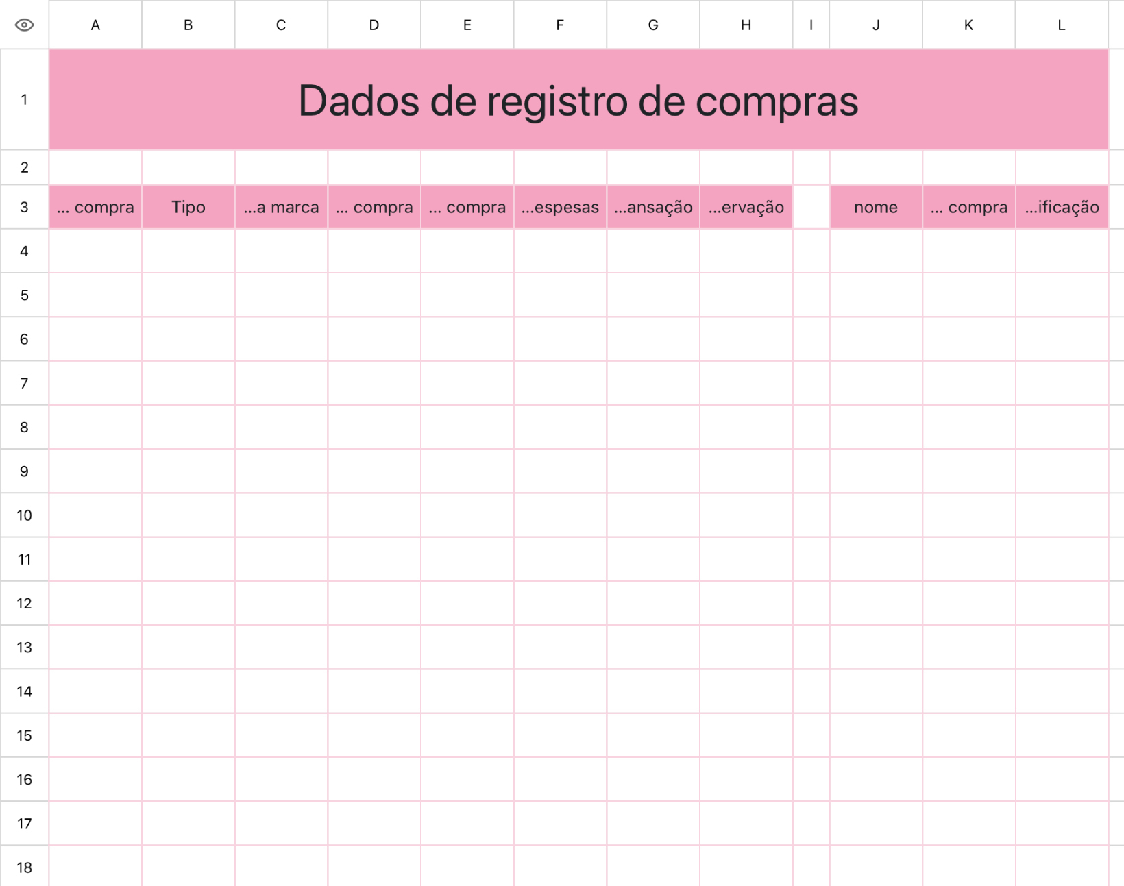 Banco de dados de registro de compras
